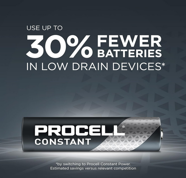 PROCELL Constant AA Long-Lasting Alkaline Batteries (144 Pack) 10-Year Shelf Life, Bulk Value Pack for Consistent Moderate Drain Professional Devices