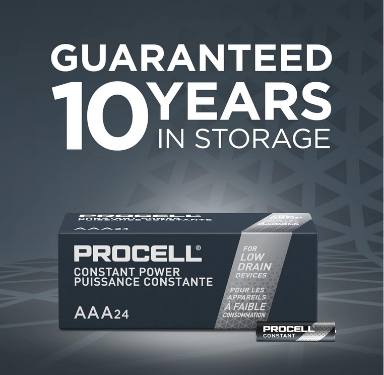 PROCELL Constant AAA Long-Lasting Alkaline Batteries (144 Pack), 10-Year Shelf Life, Bulk Value Pack for Consistent Moderate Drain Professional Devices