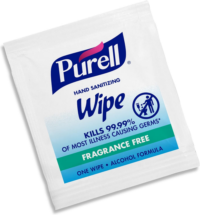 Purell Premoistened Sanitizing Hand Wipes, Fragrance Free, 100/Box
