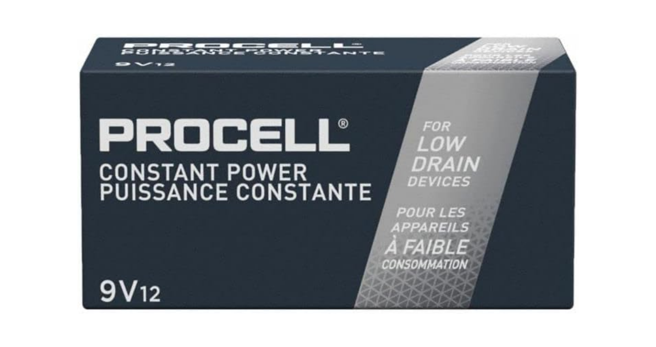Duracell Procell Alkaline Batteries, 9V, 12/Box