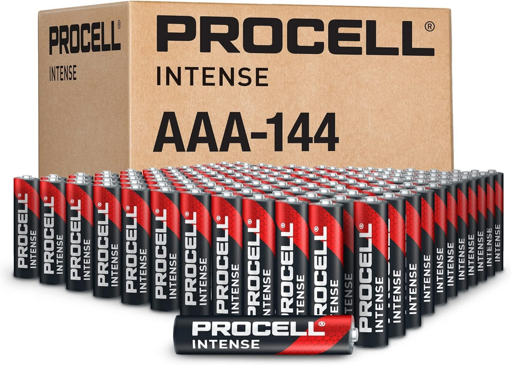 PROCELL Intense AAA High-Performance Alkaline Batteries (144 Pack), 10-Year Shelf Life, Bulk Value Pack for High Power Professional Devices