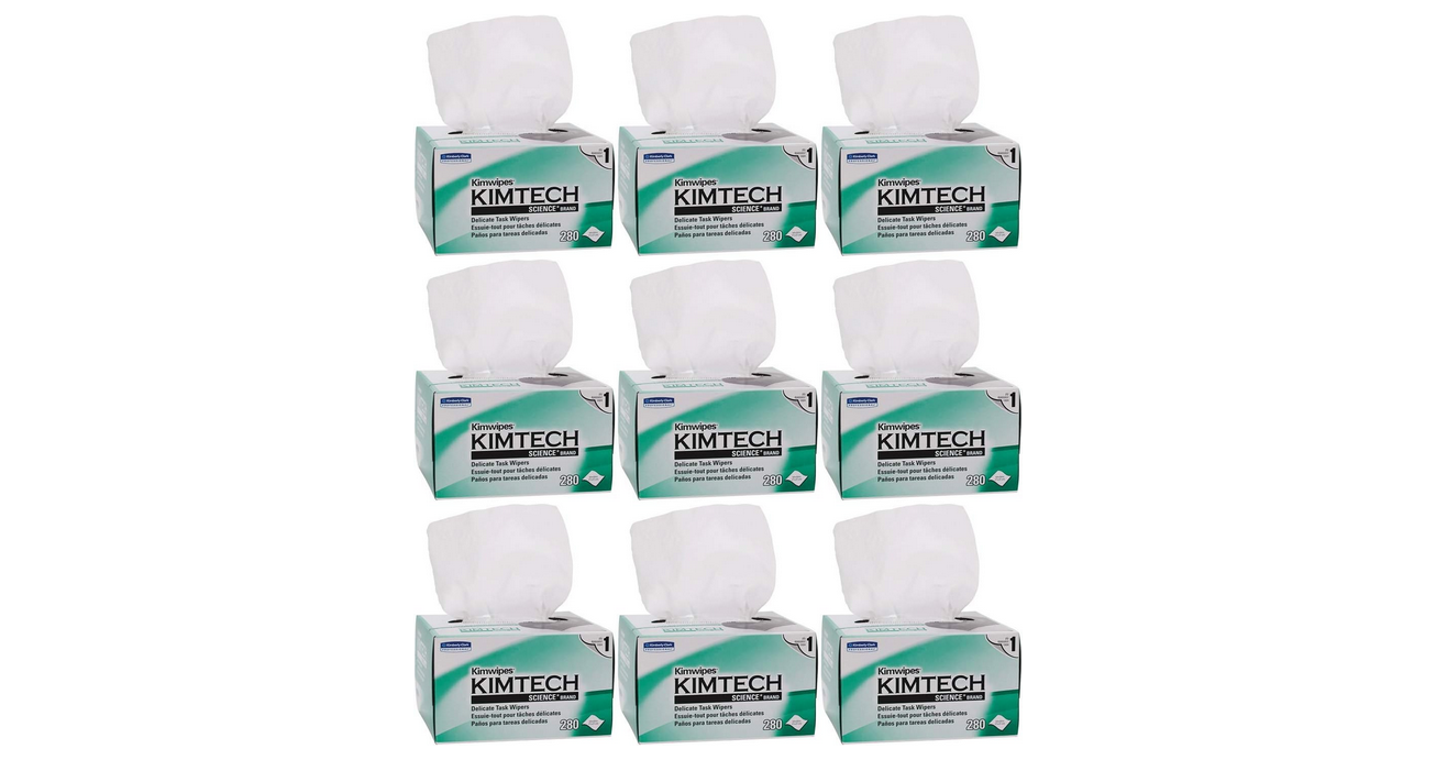 Kimberly-Clark Professional QLZSTWUH Kimtech Science KimWipes Delicate Task Wipers, 4.4 x 8.4 in. 1-ply, 9 Box of 280