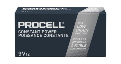 Duracell Procell Alkaline Batteries, 9V, 12/Box
