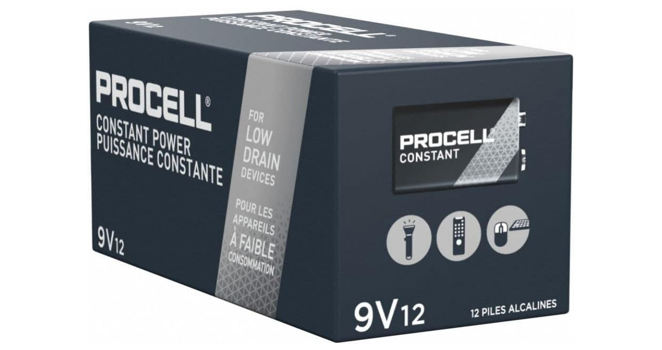 Duracell Procell Alkaline Batteries, 9V, 12/Box